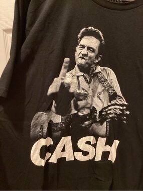 Marshall Black Graphic Tee with Johnny  Cash Portrait